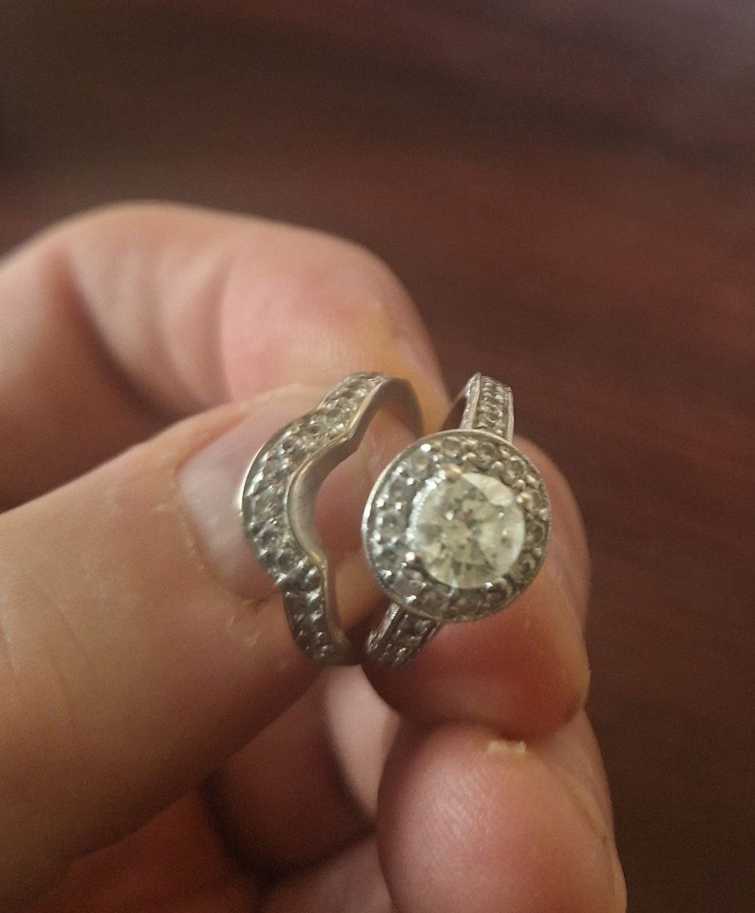 14kt white gold bridal set 2.25 ct total .80ct solitaire