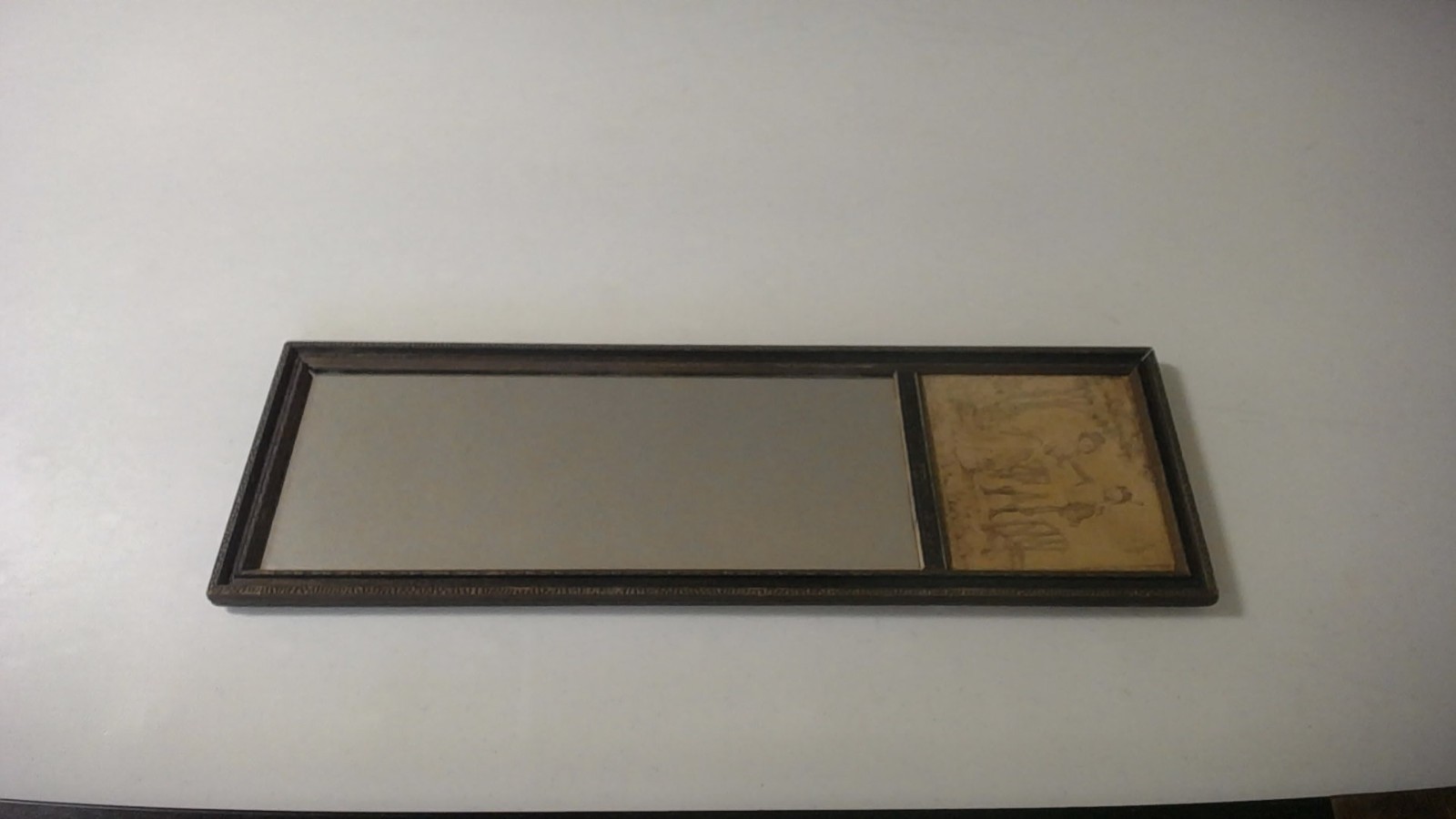 Antique La France Jacquard Tapestry Mirror 1900s Castle Royalty Scene Wood Frame
