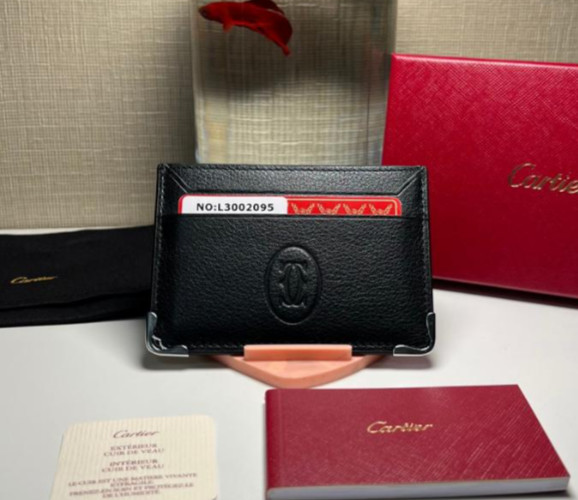 Cartier Must de Cartier Men\'s Black Calfskin Card Wallet Luxury Leather NIB