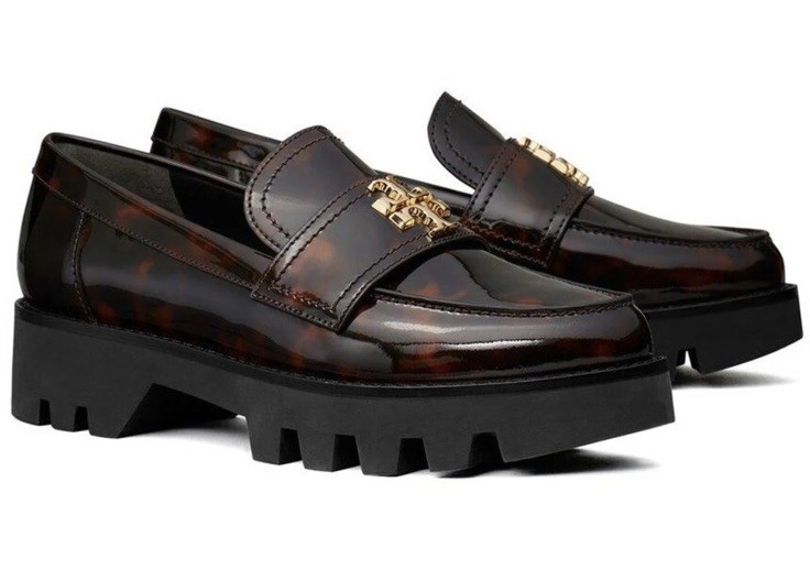 Tory Burch Everly Leather Mini Chunky Loafer Flat Tortoise Shoes Sz 11 NWB Tory Burch Everly Leather Mini Chunky Loafer Flat Tortoise Shoes Sz 11 NWB