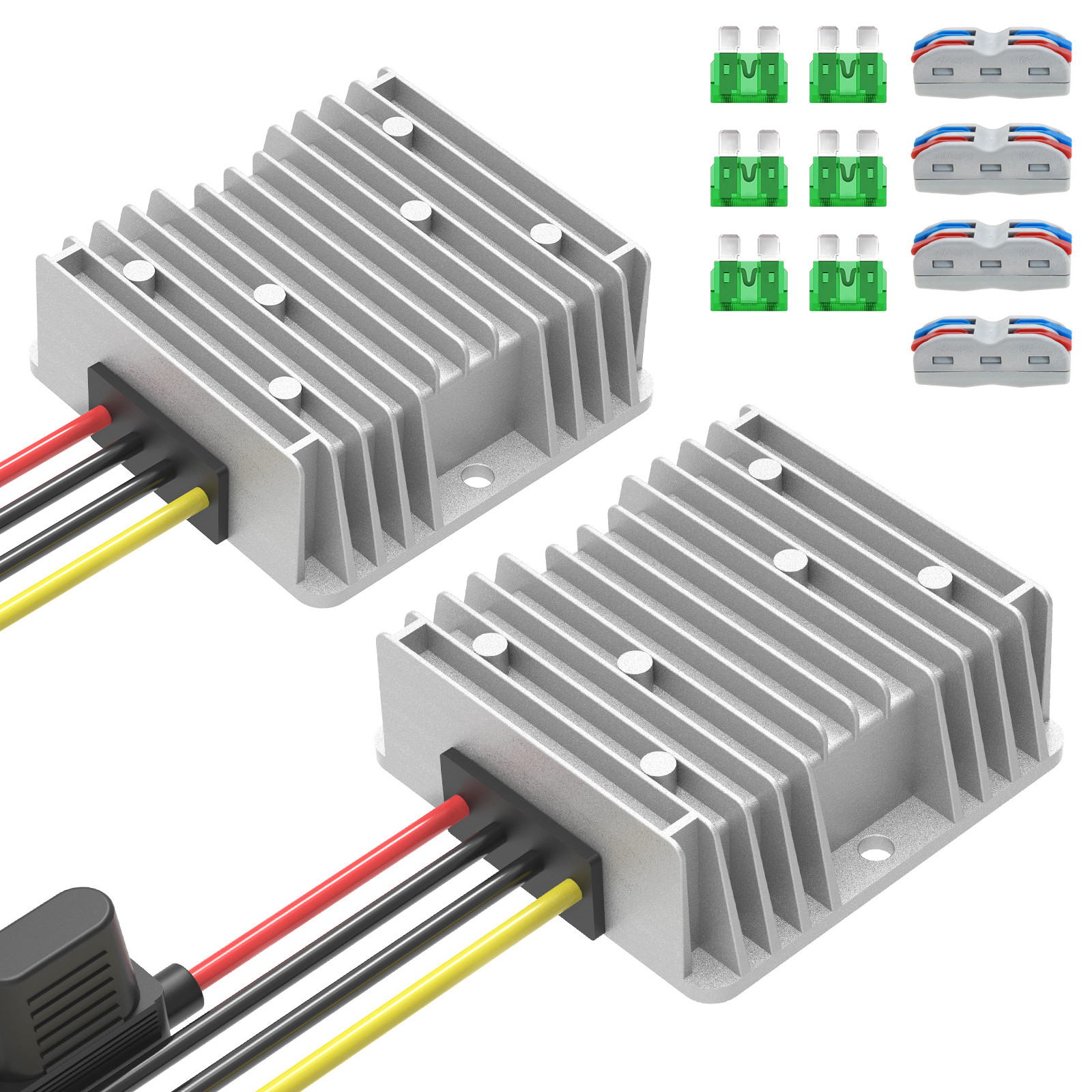 2-Pcs Golf Cart Voltage Reducer 48V 36V to 12V 20A 240W Step Down Buck Converte
