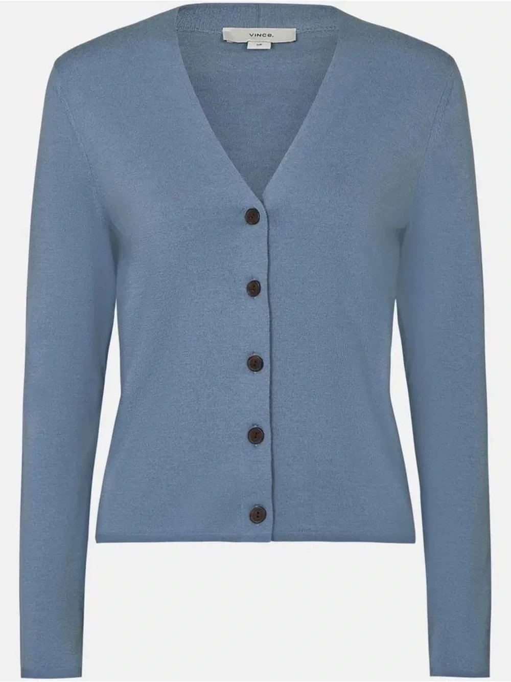 NEW, Vince Slim Button Front Wool Bend Cardigan in Blue Sz S #S7629