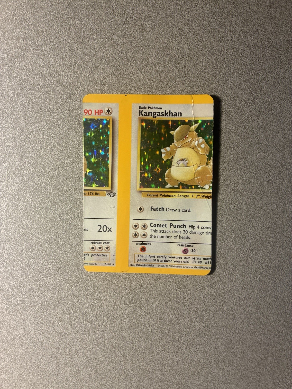 1999 Pokémon TCG Jungle Holo Error Miscut NFC Kangaskhan Rare Vintage Card