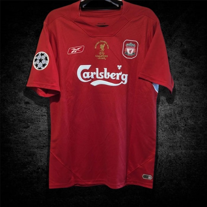NWT Gerrard #8 Liverpool 2005 UCL Short Sleeve Retro Soccer Jersey Men