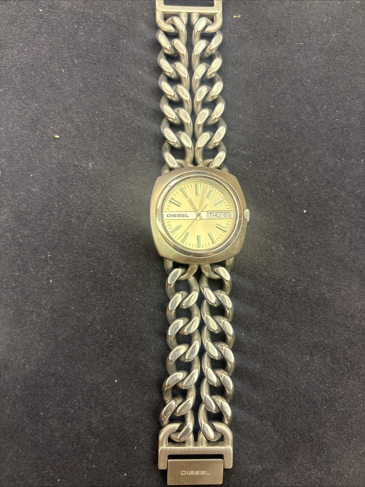 Diesel vintage DZ-2093 Stainless Steel Chunky Double Chain Link Bracelet Watch