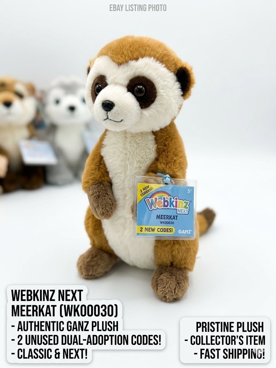 Ganz 2025 Webkinz Next Meerkat Plush NEW WK00029 Dual 2 Adoption Codes Gen3 w/W