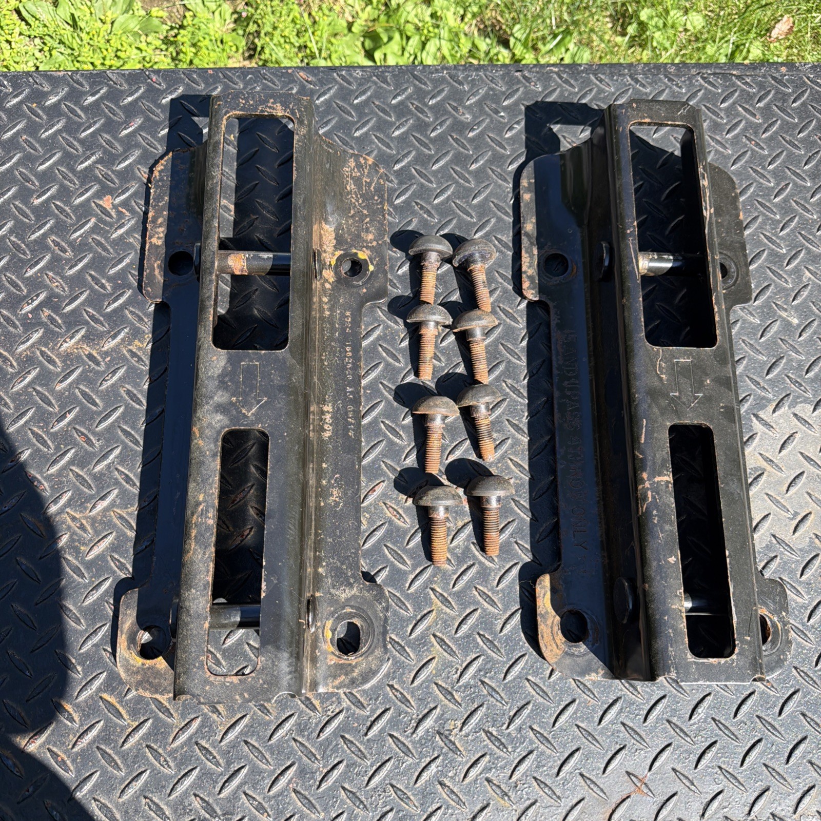 1992-2014 Ford Econoline E150 E250 E350 4th 5th Row Bench Seat Brackets Pair OEM