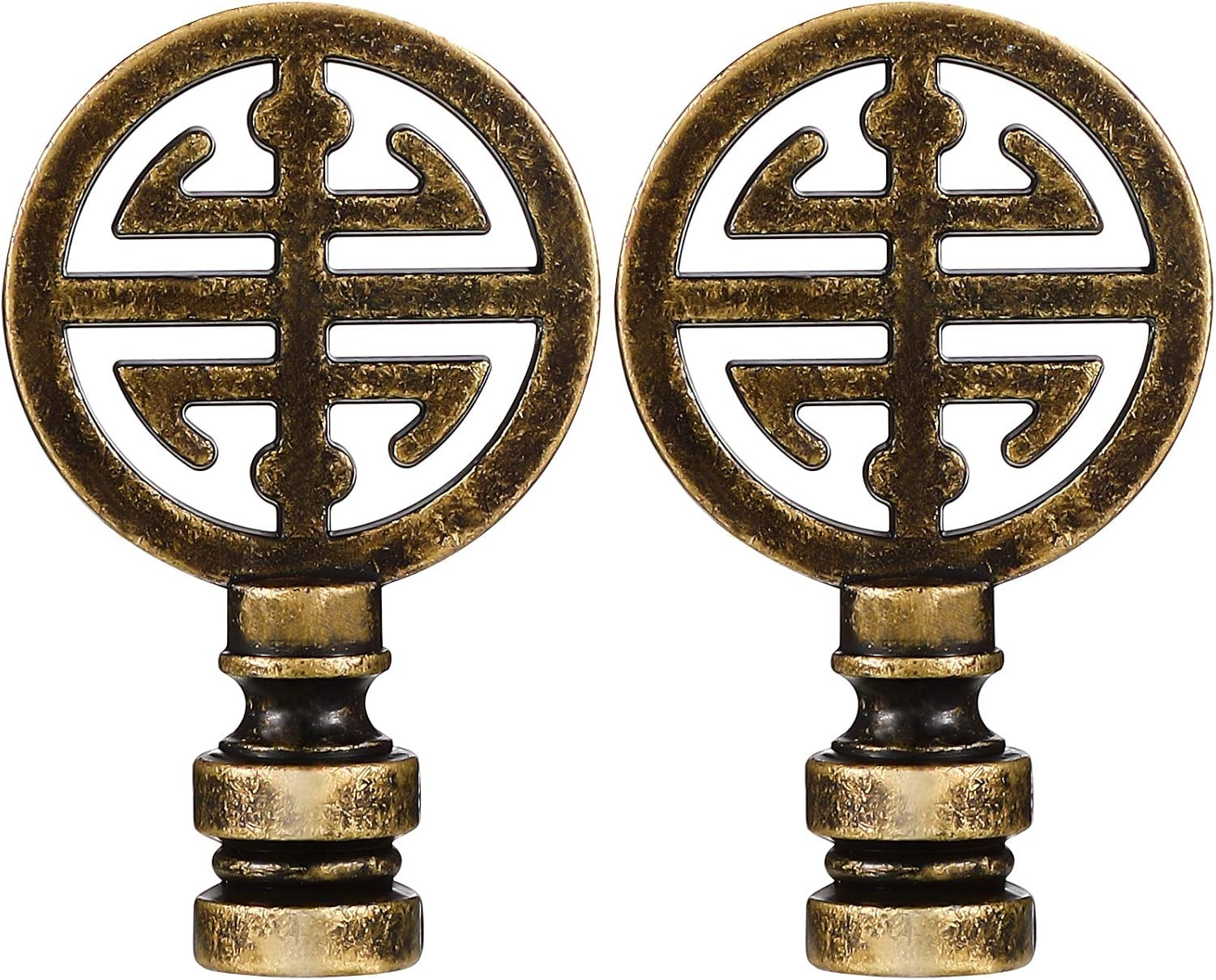 Honoson 2 Pcs Oriental Lamp Finials for Asian Brass, Metal, Antique Brass