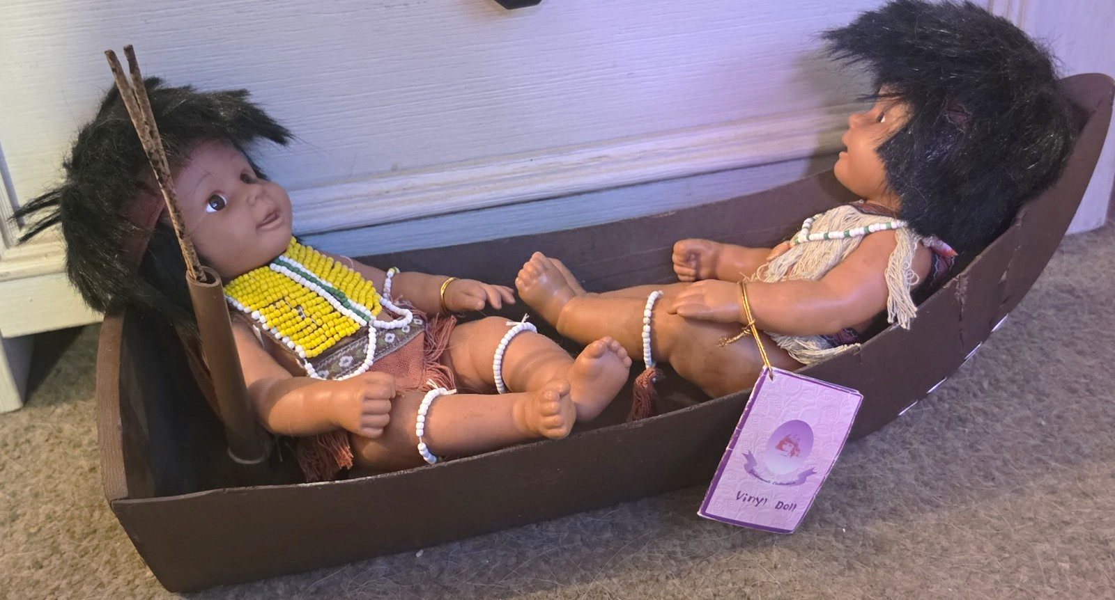 Vtg Gi-Go Teepee Tots Native American Dolls Jean Joseph Incense Burner Canoe