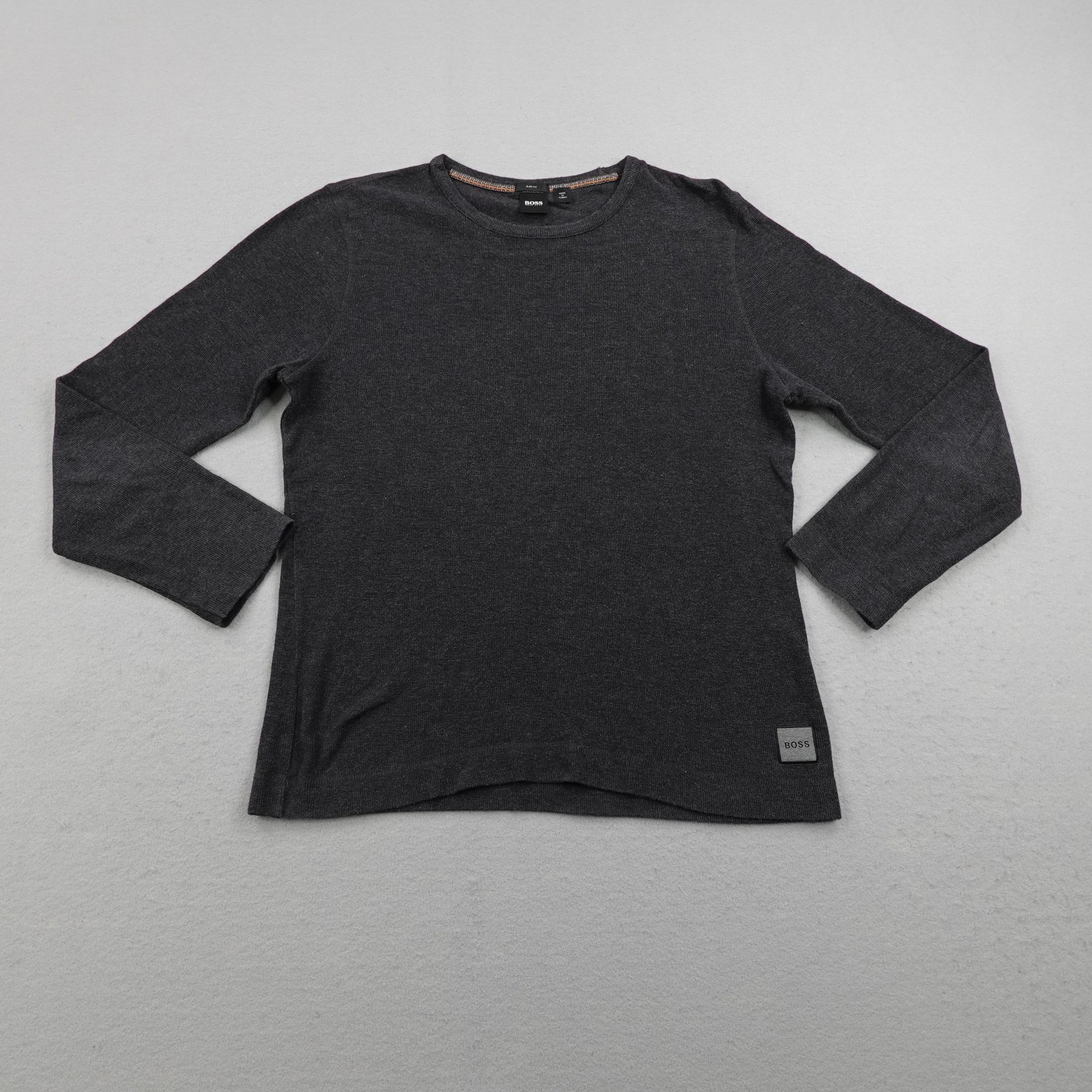 Hugo Boss Shirt Mens XL Gray Waffle Knit Thermal Slim Fit Lightweight Sweater