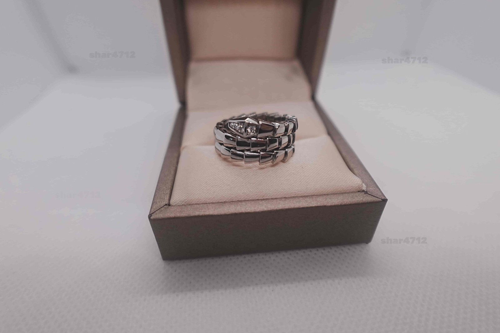 NeW Ring Serpenti .Viper Double Coil 18K white Gold diamond BV size 7