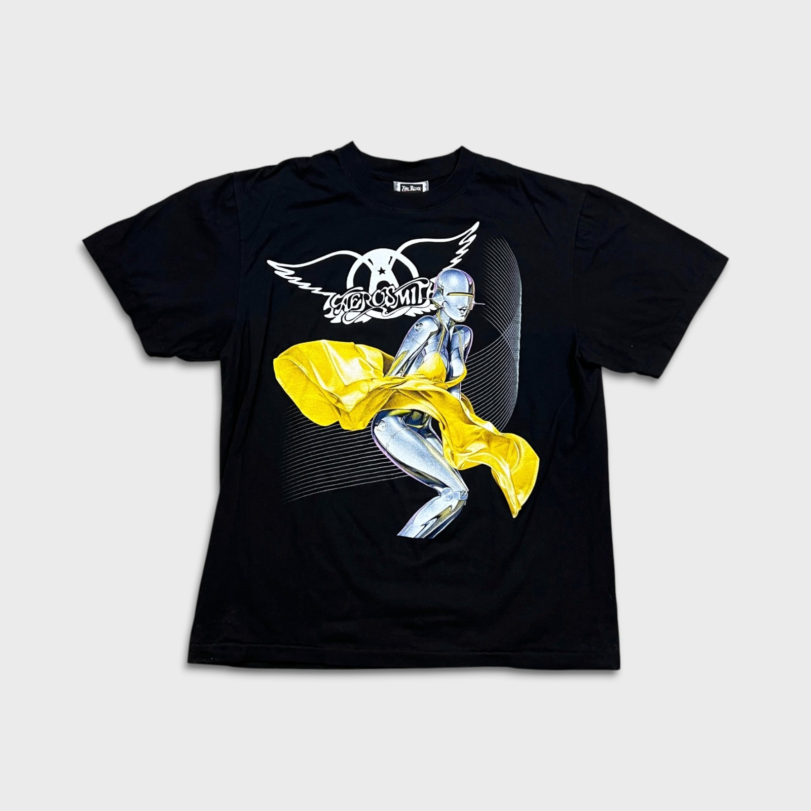 Vintage Aerosmith Just Push Play T Shirt Mens XL Black Hajime Sorayama Tour Tee