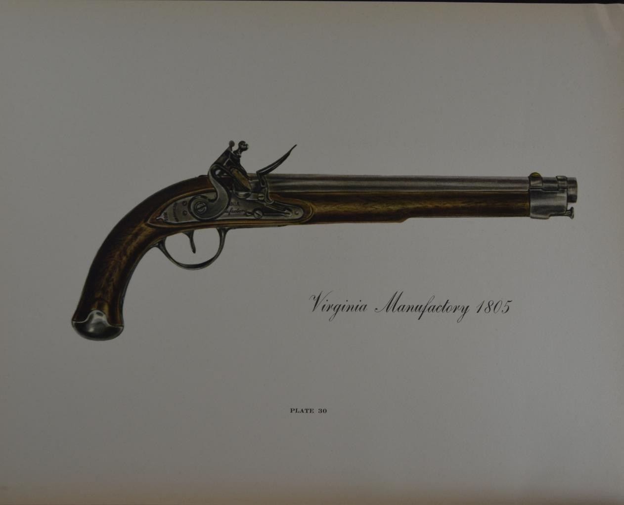 Antique Flintlock Gun Pistol Art Print Virginia Manufactory 1805 LE 1955