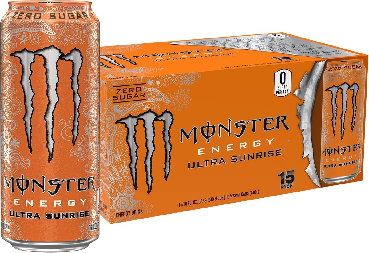 Monster Energy Ultra Sunrise, Sugar Free Energy Drink, 16 Fl Oz Pack of 15 New Monster Energy Ultra Sunrise, Sugar Free Energy Drink, 16 Fl Oz Pack of 15 New