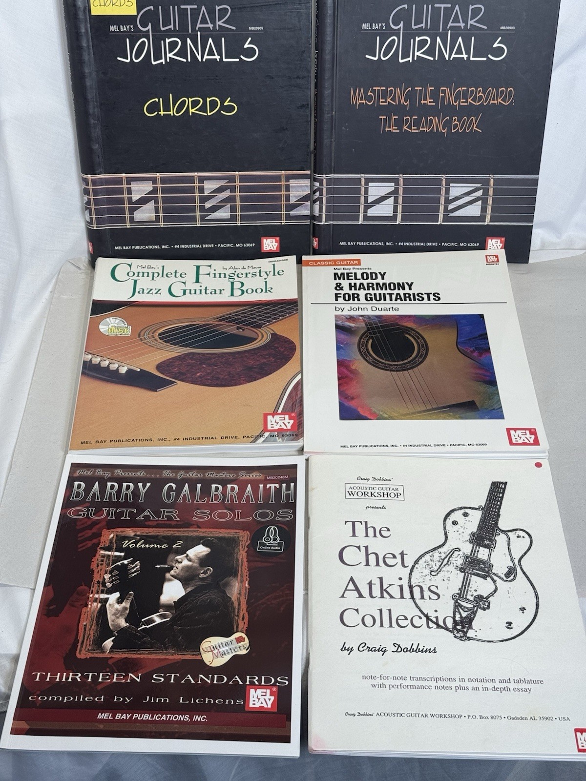 Chet Atkins Collection Mel Bay Guitar Books 6 Lot Fingerstyle Jazz Chords CD