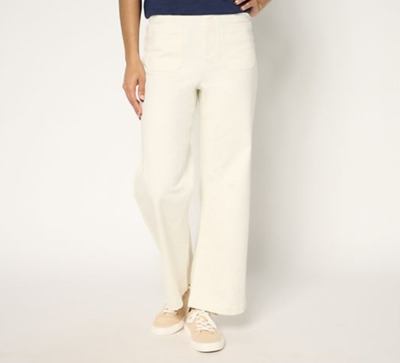 Studio Park Size Plus 18 Ivory Ankle Length Wide Leg Pant A676839 NWOT Trending 