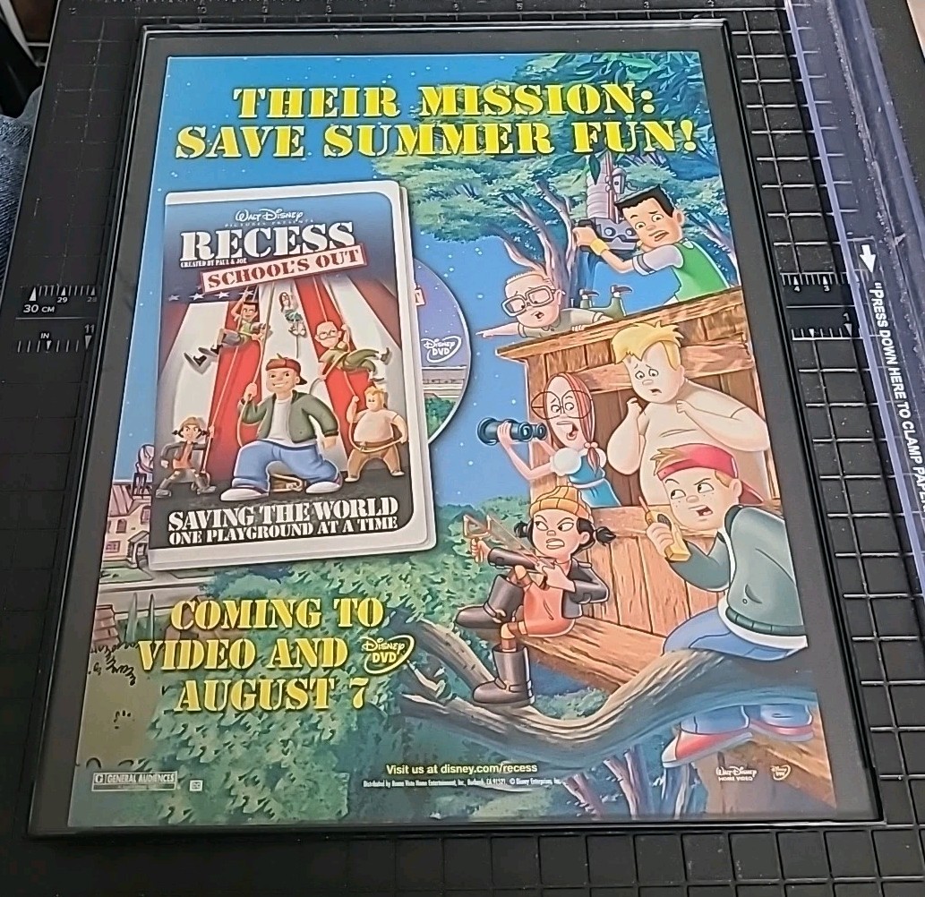 Recess School\'s Out Walt Disney Vintage Framed Print 2001 8.5X11 Recess School\'s Out Walt Disney Vintage Framed Print 2001 8.5X11