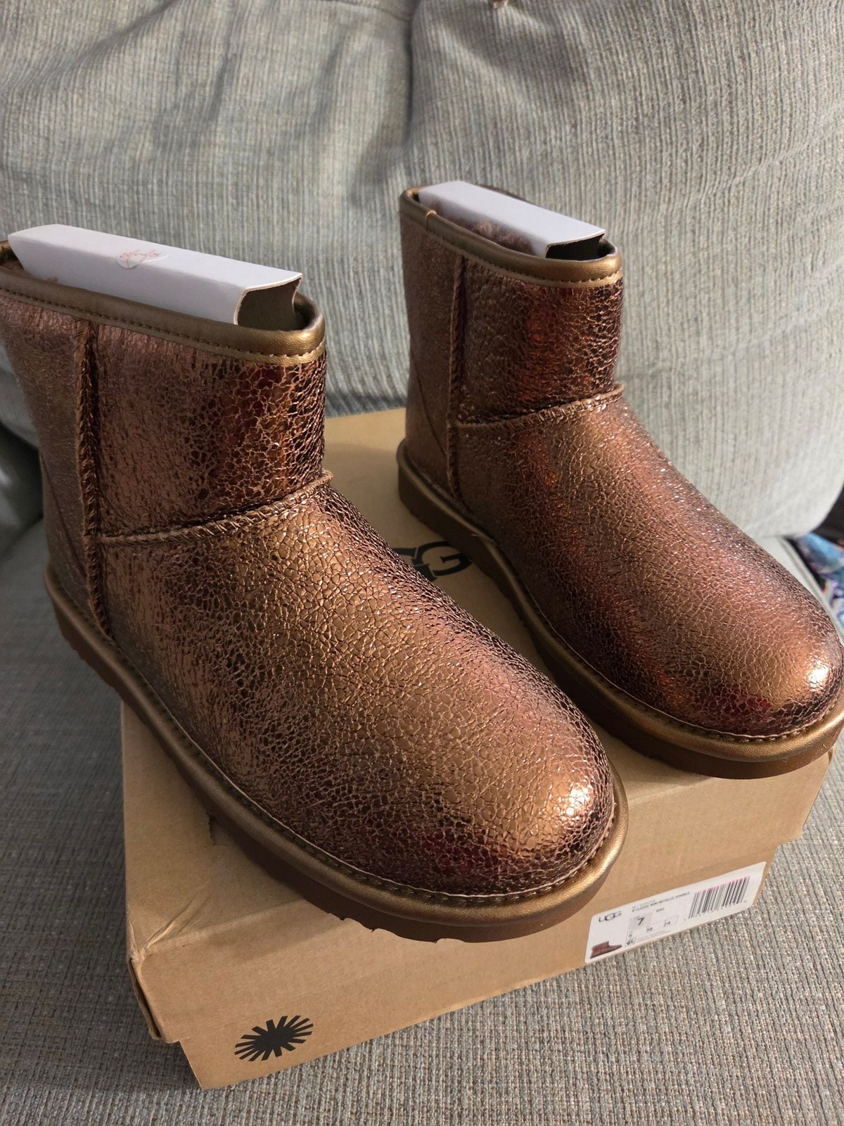 UGG Classic Mini Metallic Sparkle Size 7 Bronze Boots UGG Classic Mini Metallic Sparkle Size 7 Bronze Boots