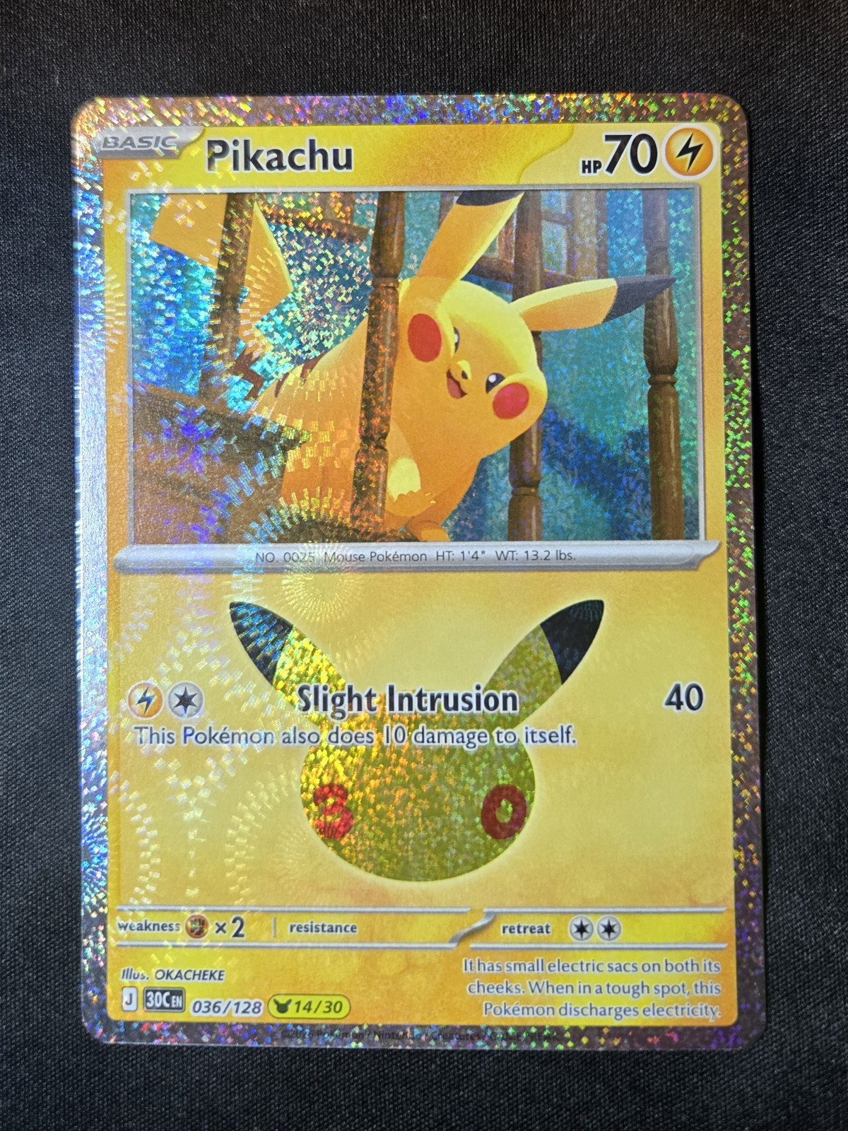 Pikachu 36/128 14/30 - Pokemon 30th Anniversary - Special Holo NM