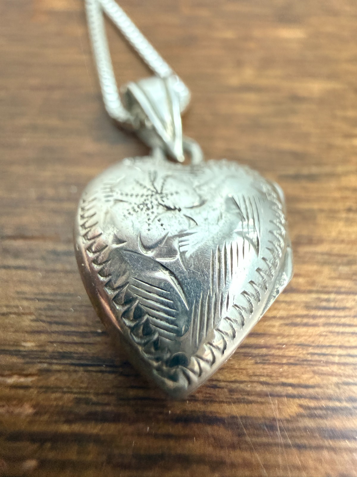 Vintage Birks & Sons II Sterling II Puffy Heart Locket Pendant & 18\ Vintage Birks & Sons II Sterling II Puffy Heart Locket Pendant & 18\