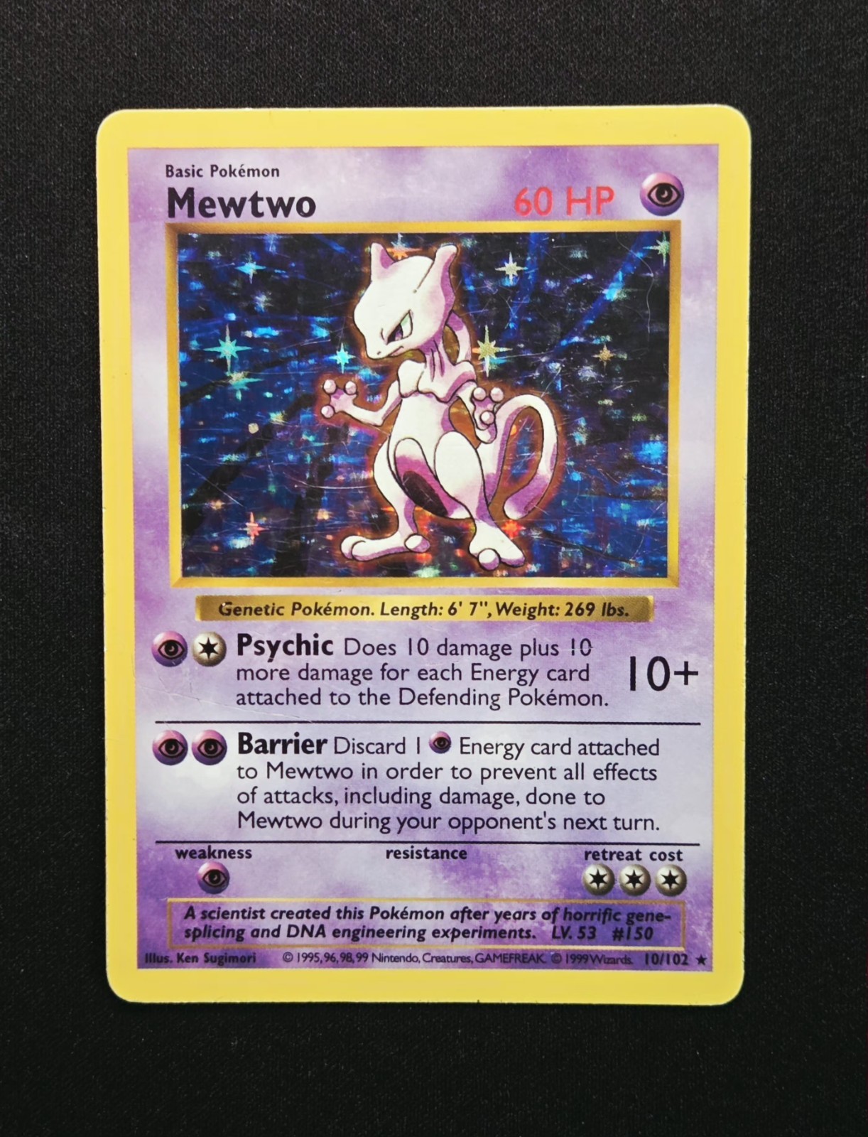 Mewtwo Shadowless 10/102 Base Set Holo Rare Unlimited WoTC Pokemon 1999