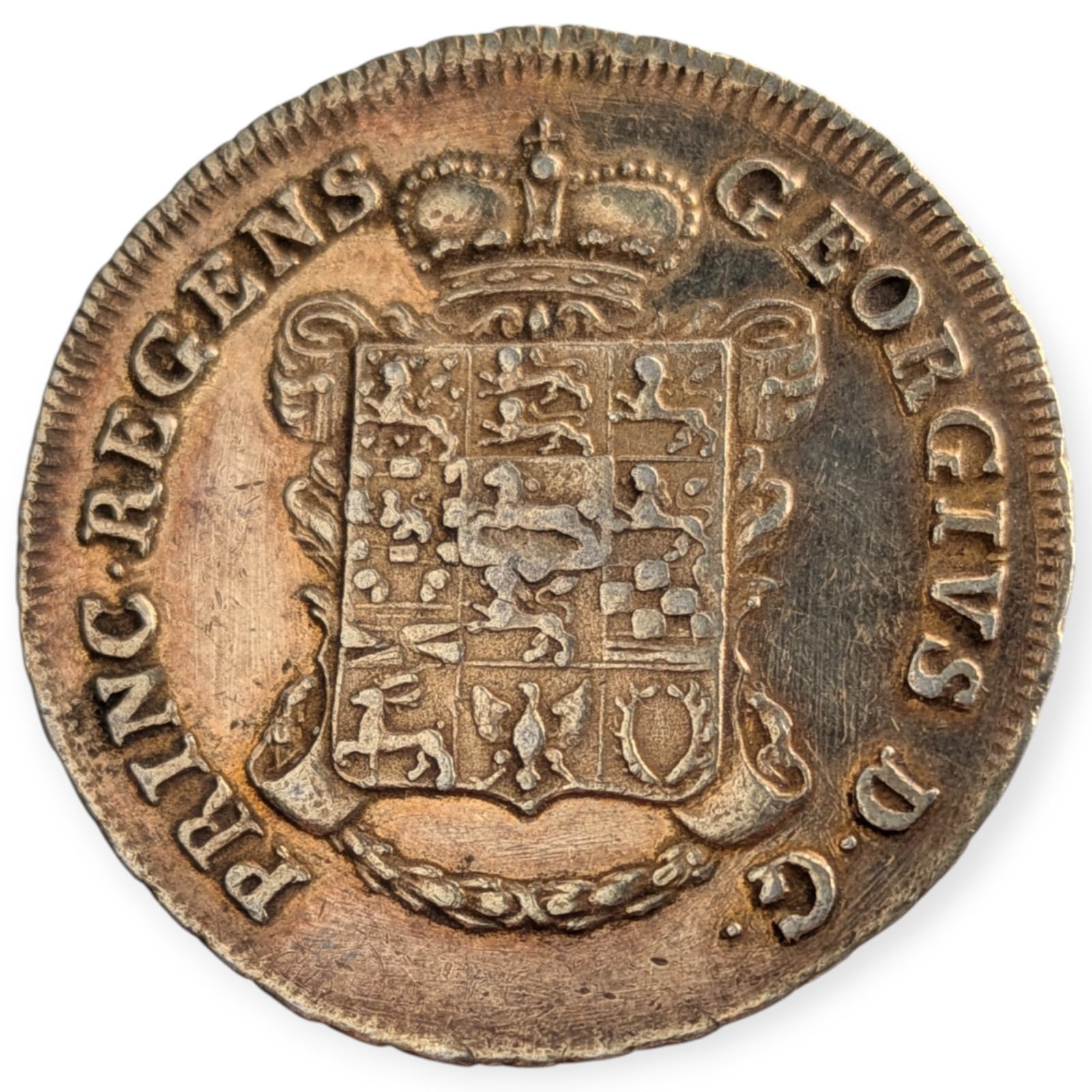 1818 Brunswick Wolfenbuttel Germany 24 Mariengroschen Gold Plated Silver 6A