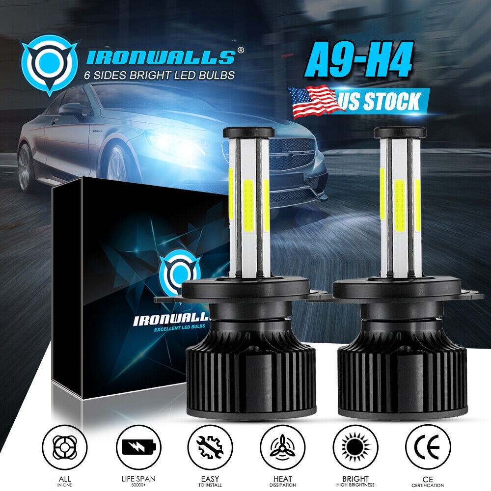 6side 9003 H4 HB2 LED Headlight Bulbs Kit 2800W 420000LM Hi/Lo Beam Super Bright