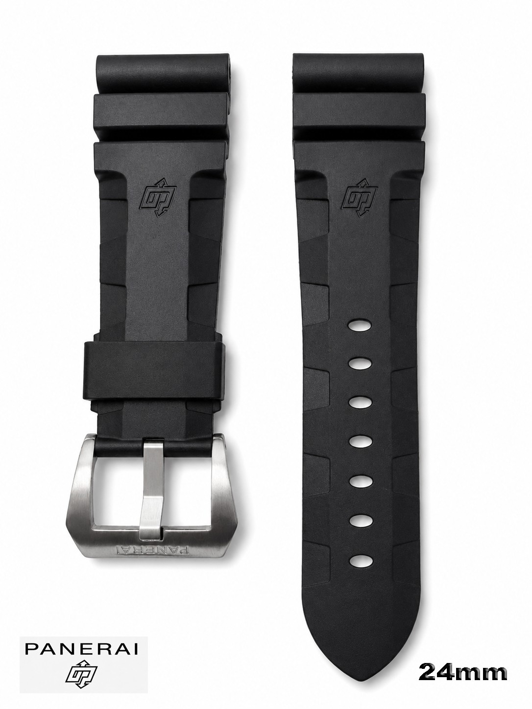 24MM OEM AUTHENTIC PANERAI WATCH BLACK  RUBBER STRAP/BAND CAOUTCHOUC WITH BUCKLE