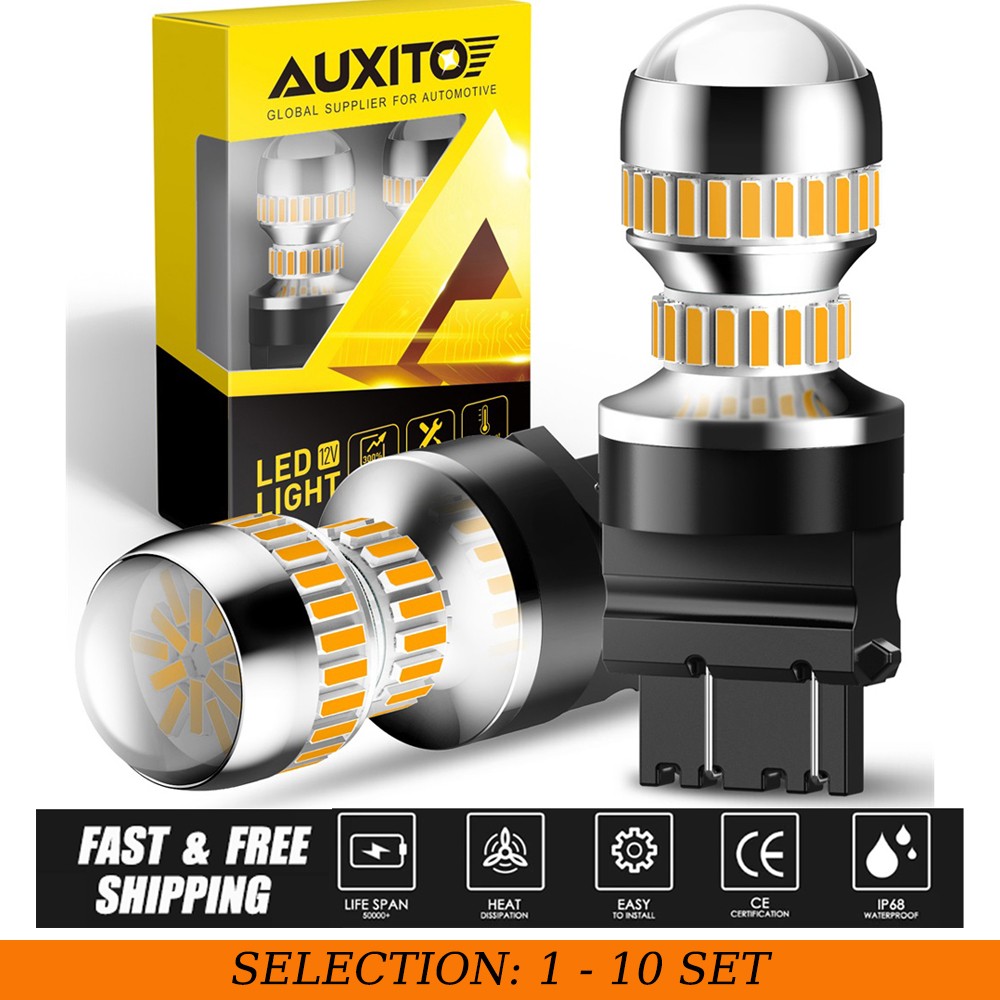 2-20X AUXITO 3157 Amber Yellow LED Turn Signal Tail Light Bulbs 4014SMD 54H IP67
