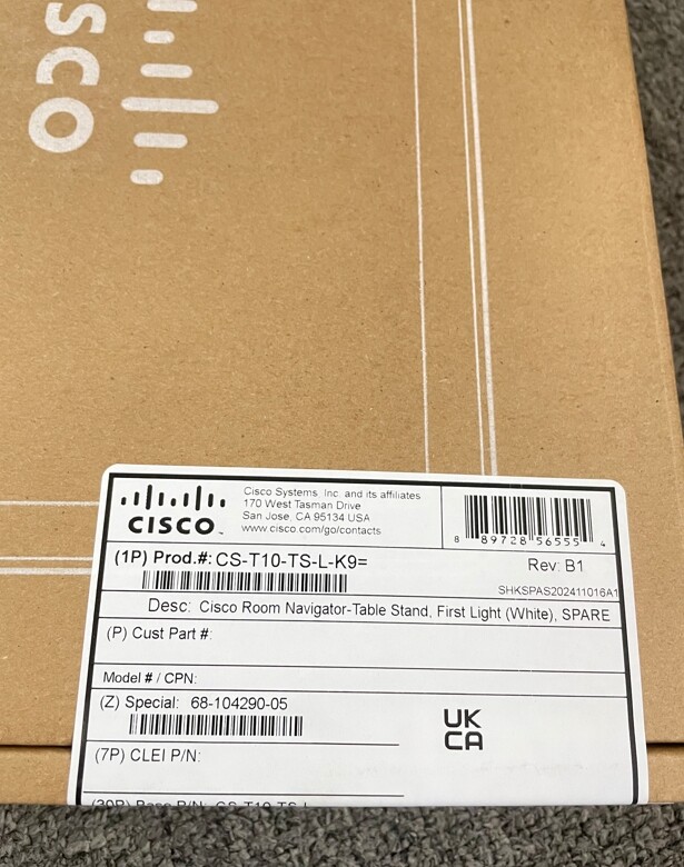 Cisco Room Navigator CS-T10-TS-L-K9 V05 w/ Table Stand TTC5-15 | New Sealed