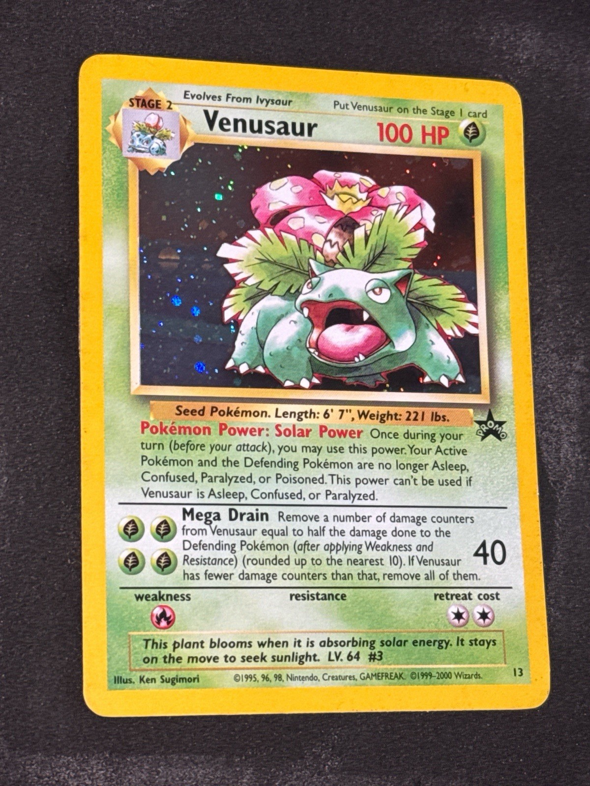 Venusaur WOTC Black Star Promo #13, Amazing Card BEAUTIFUL HOLO