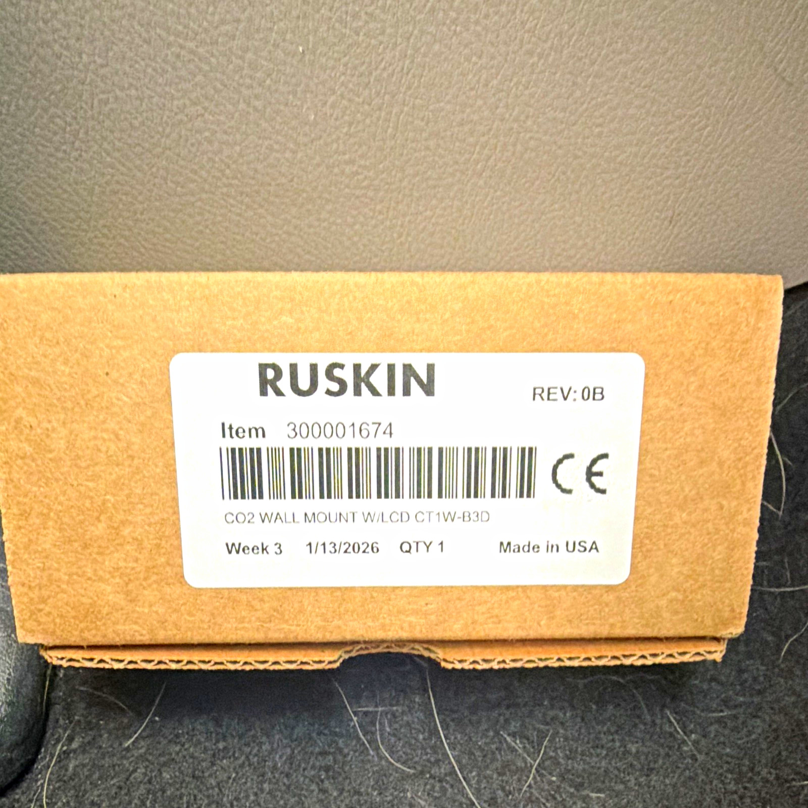Ruskin CT1W-B3D CO2 Wall Mount Sensor with LCD Display, White