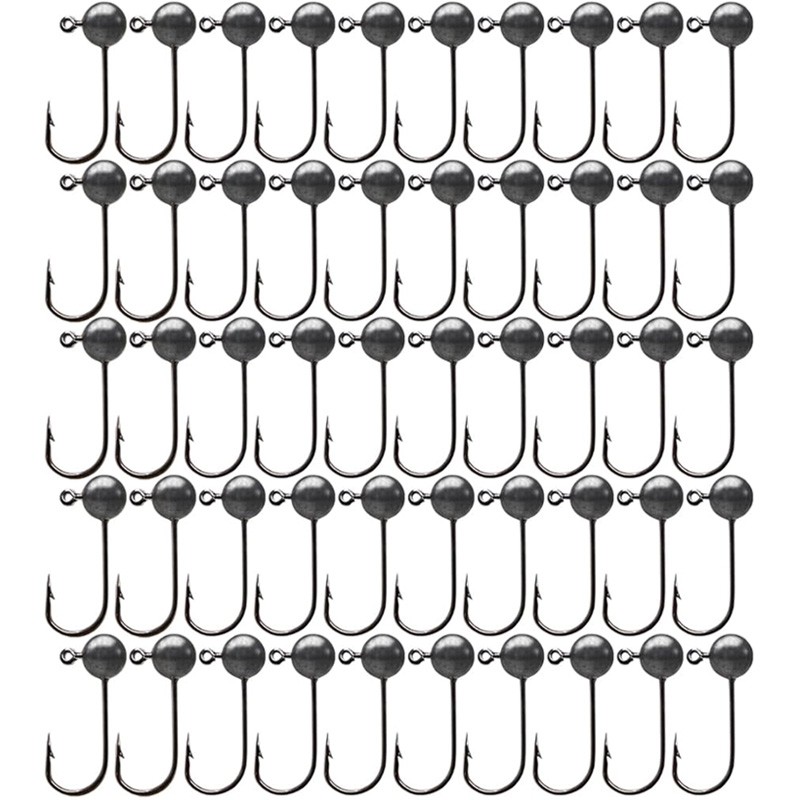 50pcs Round Ball Jig Heads Fishing Hook Crappie Bass Lure Bait 1/64 1/32 1/16 oz