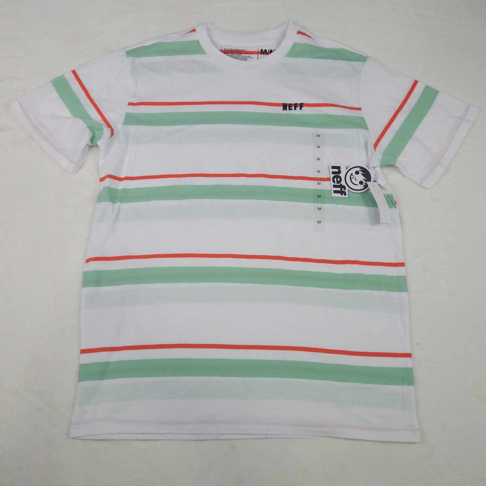 Neff Classic Crew White Striped Short Sleeve T-Shirt Men\'s Size S, M, L, XL Neff Classic Crew White Striped Short Sleeve T-Shirt Men\'s Size S, M, L, XL