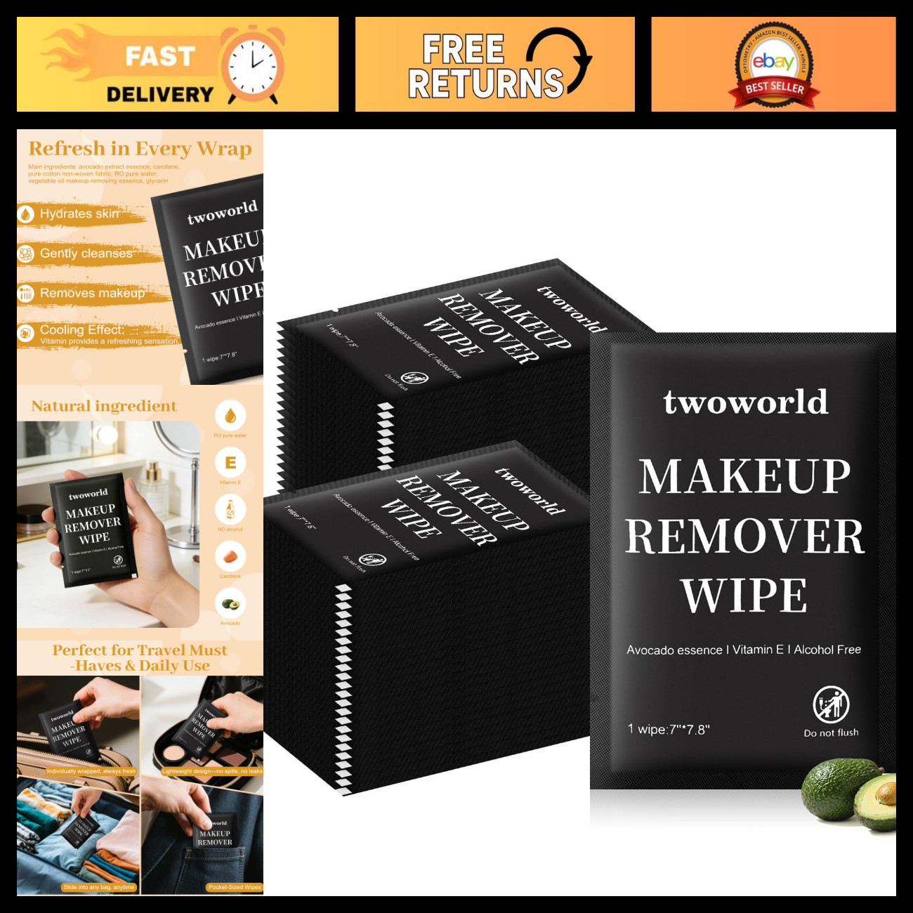 300 Makeup Remover Wipes - Bulk Individually Wrapped Travel Size Facial Cleansin