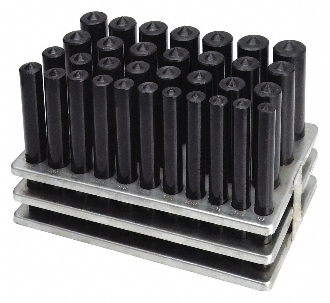33pcs Heat Treated Transfer Punch  Large Sizes Punches 1/2'' to 1'' BY 64th Set
