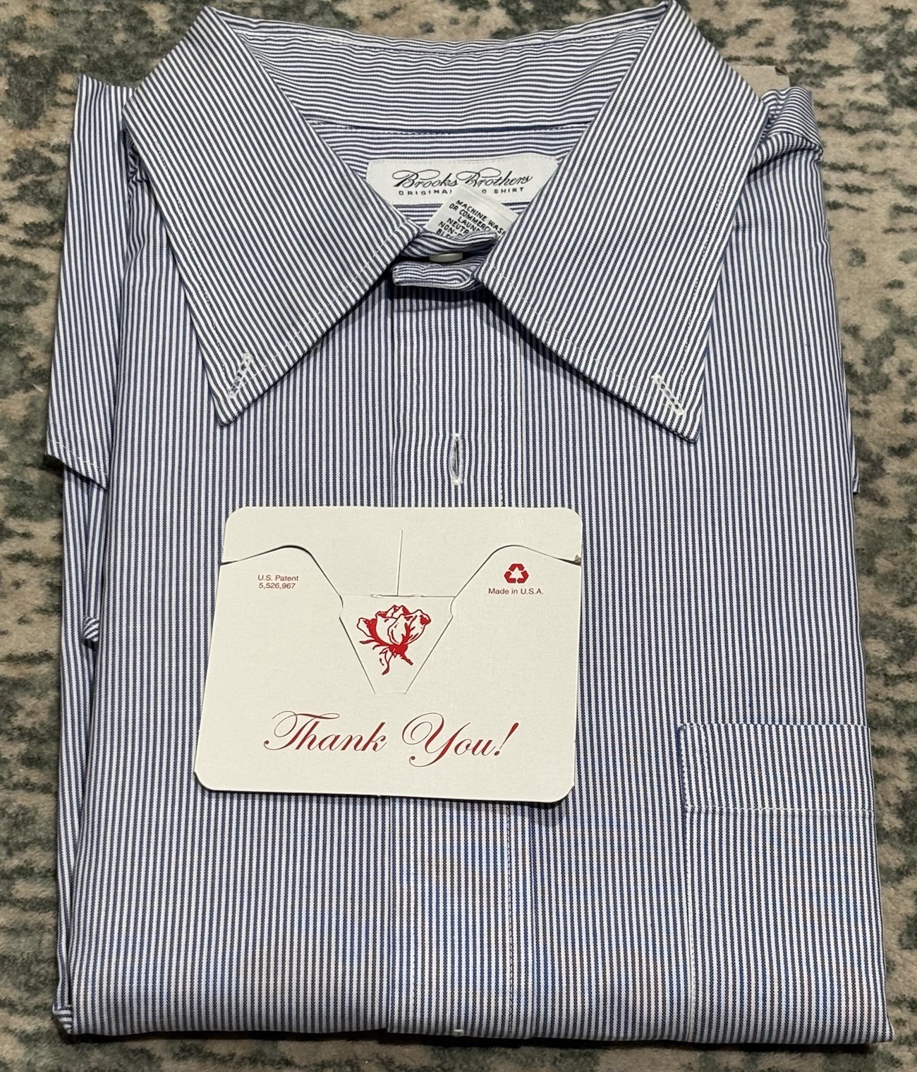Deadstock VTG Brooks Brothers Made in USA Dress Shirt Blue Stripe 17 34