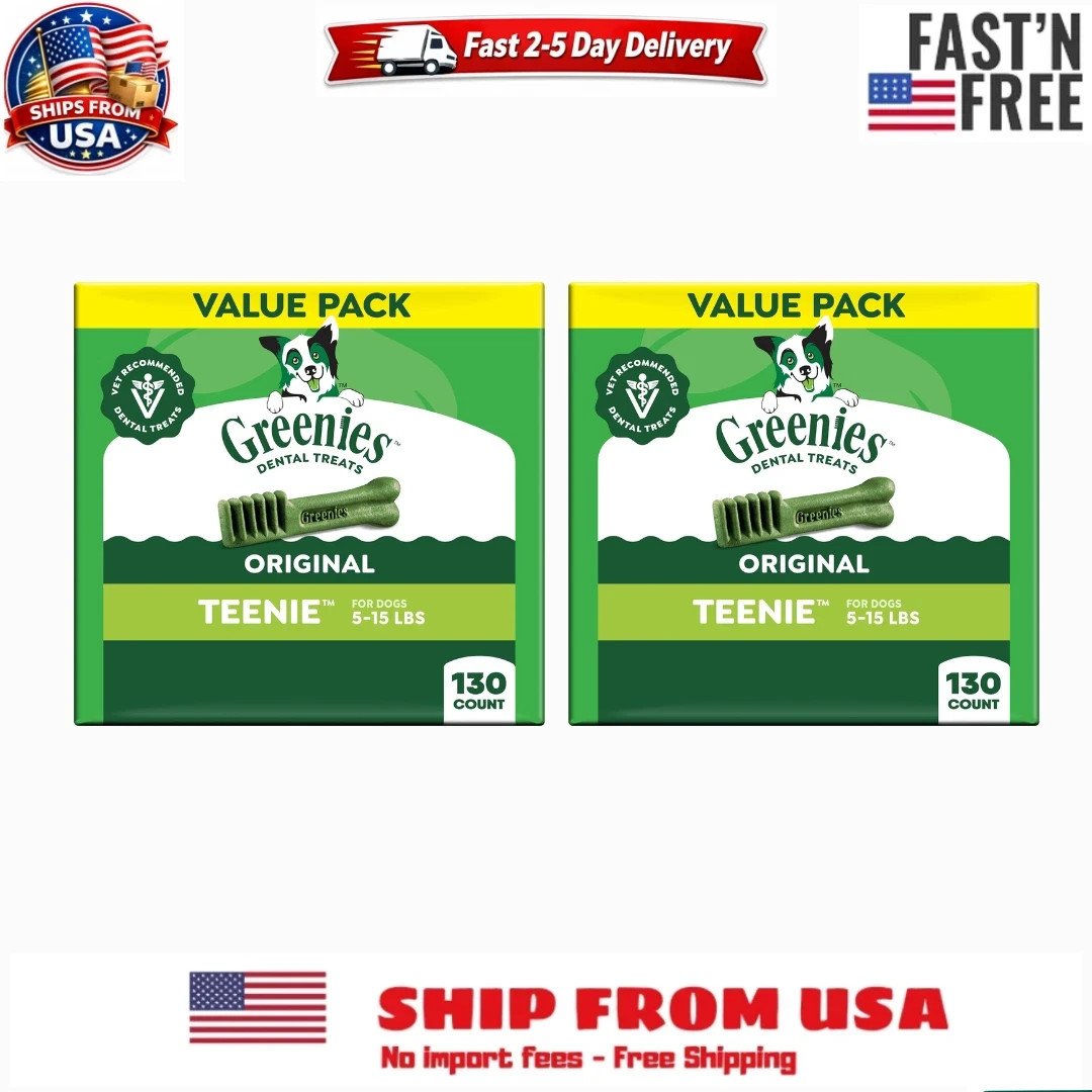 (2 pack) Greenies Original Teenie Natural Dental Treats for Dogs, 36 oz., 130 ct (2 pack) Greenies Original Teenie Natural Dental Treats for Dogs, 36 oz., 130 ct