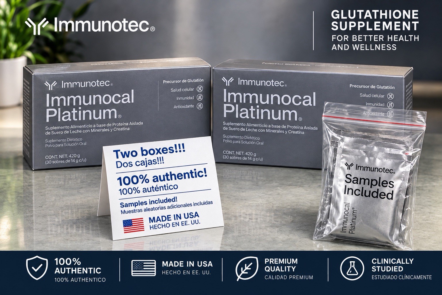 Immunotec Immunocal Platinum Protein 2 Boxes w/ Samples expires 1/2028 Immunotec Immunocal Platinum Protein 2 Boxes w/ Samples expires 1/2028