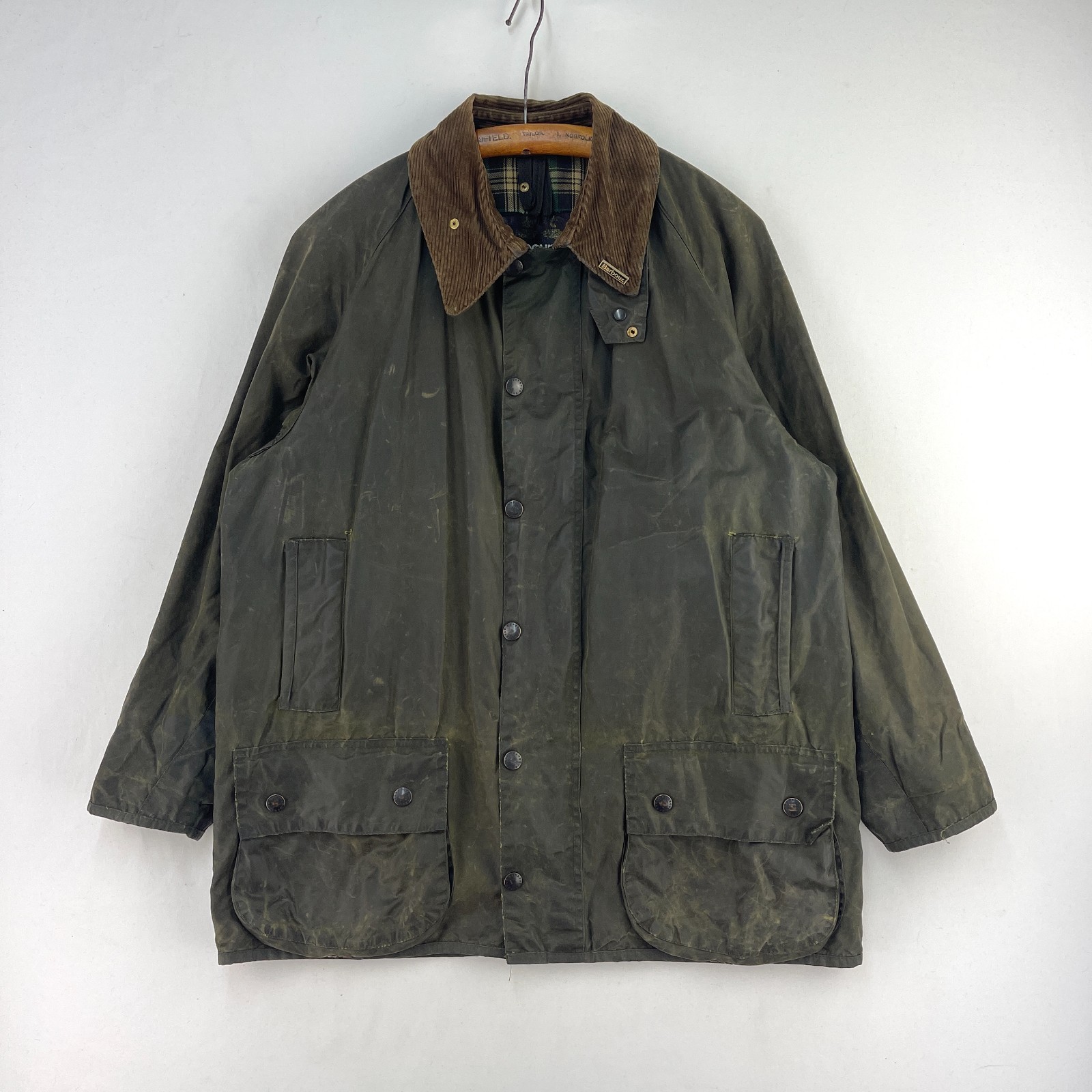 Barbour Wax Jacket Mens C42 Large Green Beaufort Country Vintage Made in England