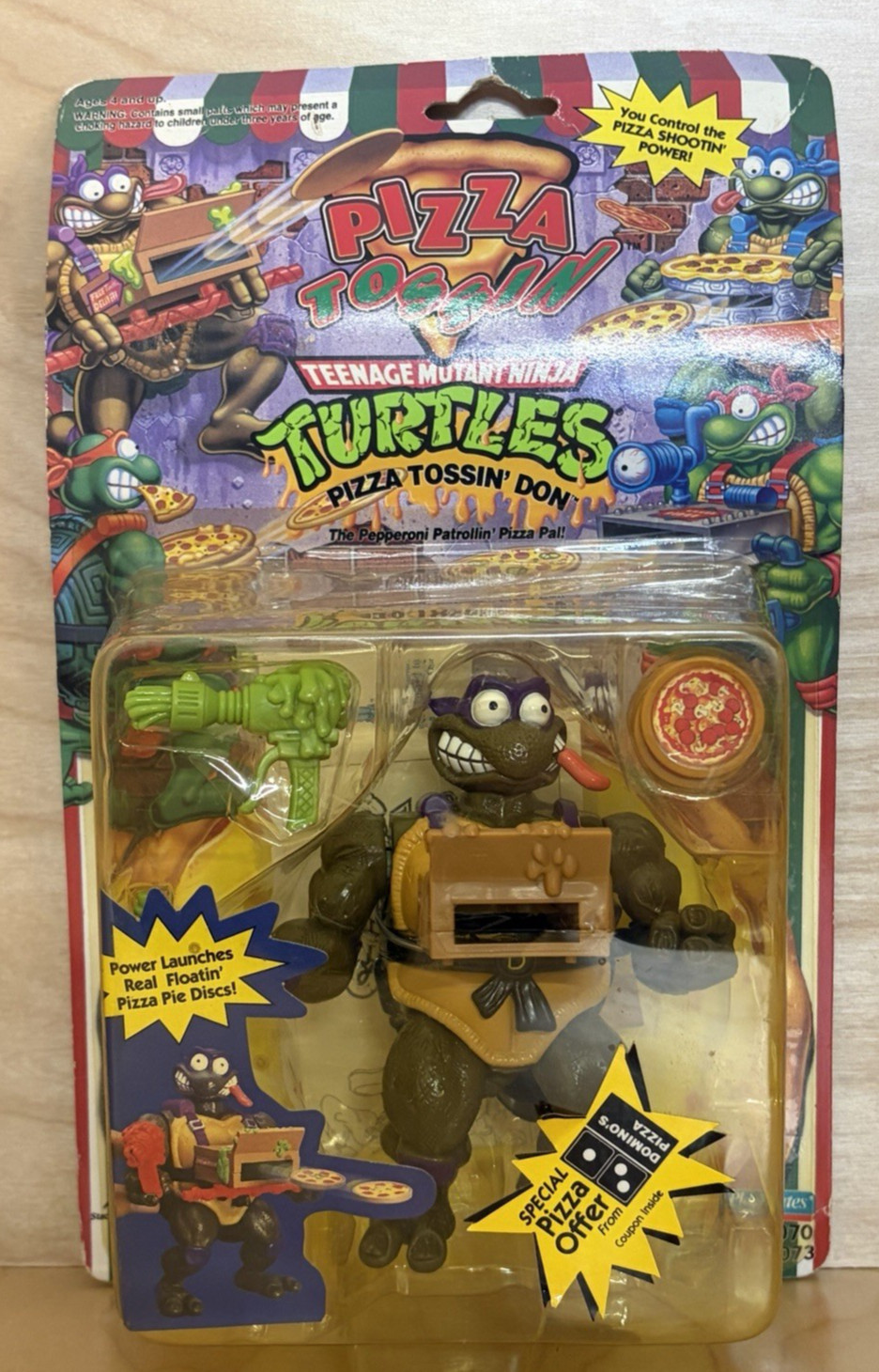 1994 Teenage Mutant Ninja Turtle Pizza Tossin' Donatello Green Weapon TMNT