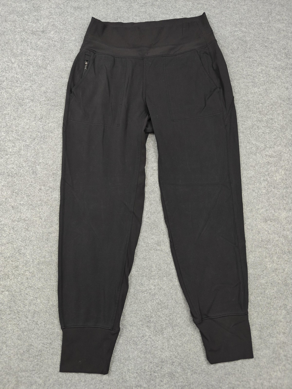 Athleta Venice Jogger Pants Womens Small Black Elastic Waist Zip Pockets Yoga