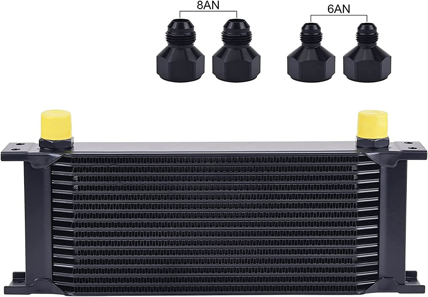16 Row Oil Cooler, 10AN Stacked Plate Transmission Engine Cooler Universal Black
