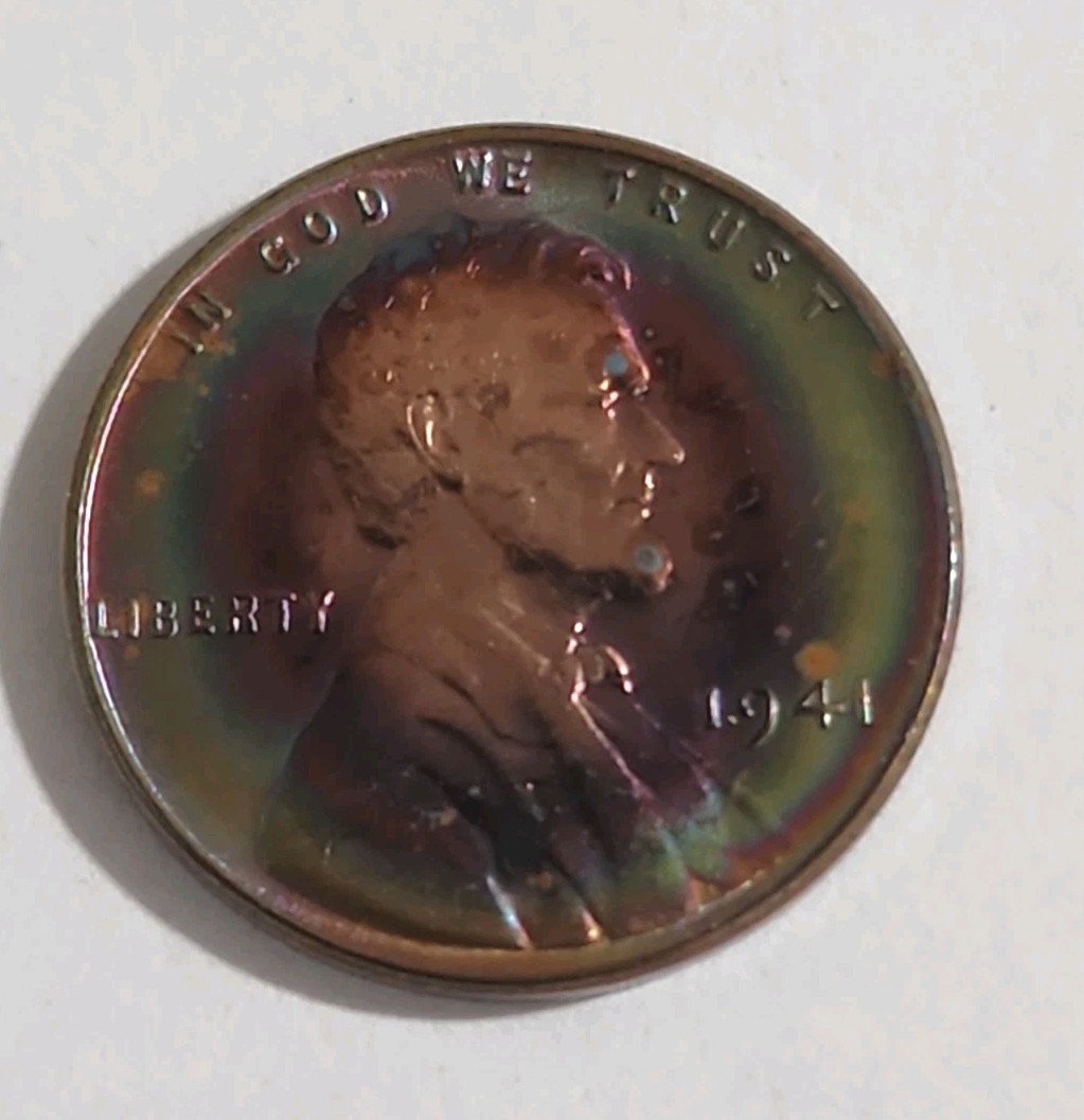 1941 Lincoln Wheat Cent RB Bullseye Pastel Toning 1941 Lincoln Wheat Cent RB Bullseye Pastel Toning