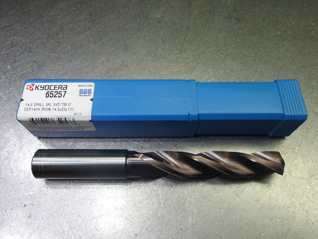 Kyocera/SGS 14.5mm 3 Flute Coolant Thru Carbide 5xd Drill 16mm Shank 65257 (LOC2