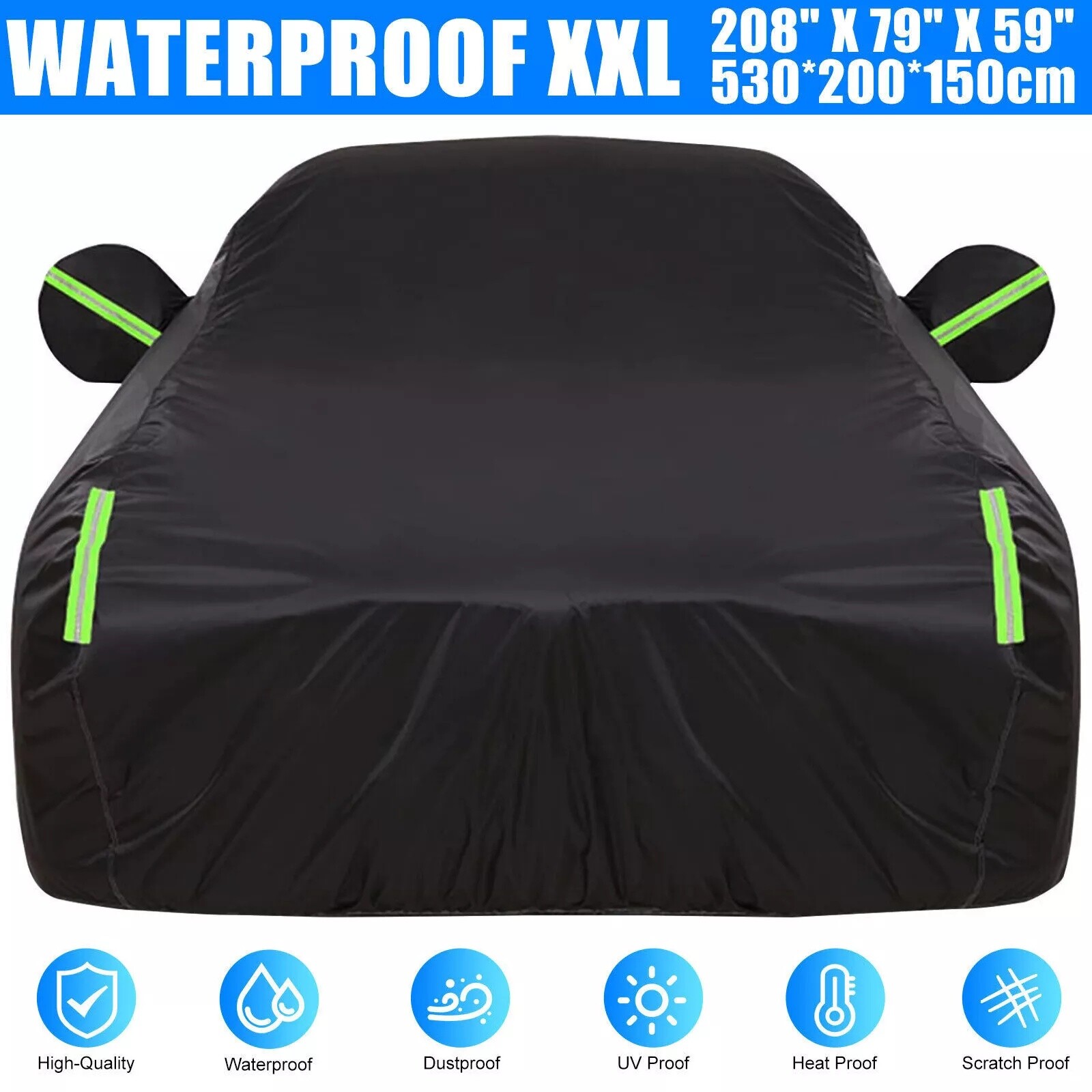 Heavy Duty Full Car Cover Waterproof All‑Weather Outdoor UV Snow Dust Rain