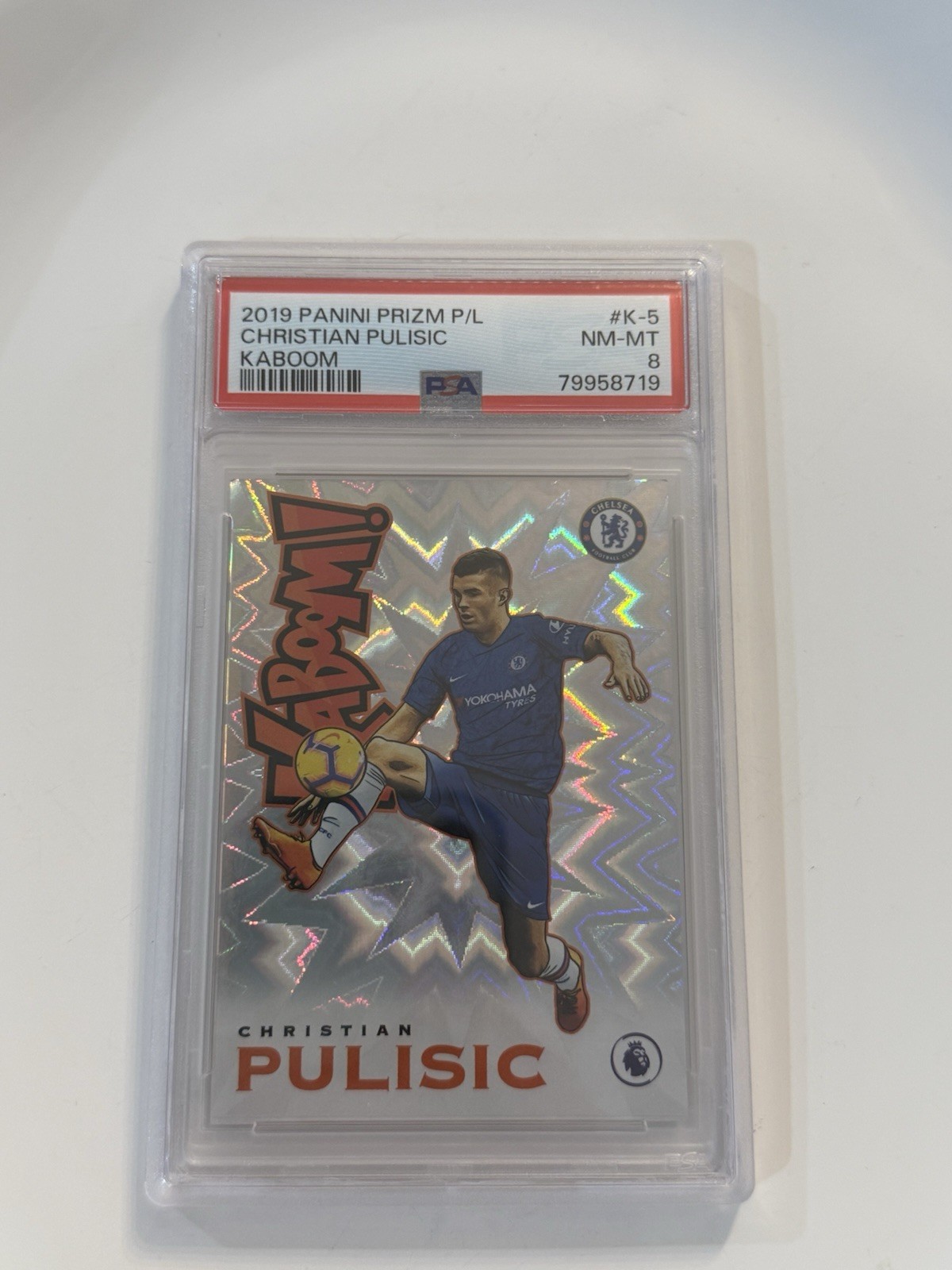Panini 2019-20 Prizm Premier League Kaboom Christian Pulisic #K-5 PSA 8