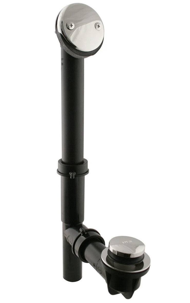 Westbrass 593144-05 Black 1-1/2 Tubular TipToe Bath WasteDrain Kit Polish Nickel