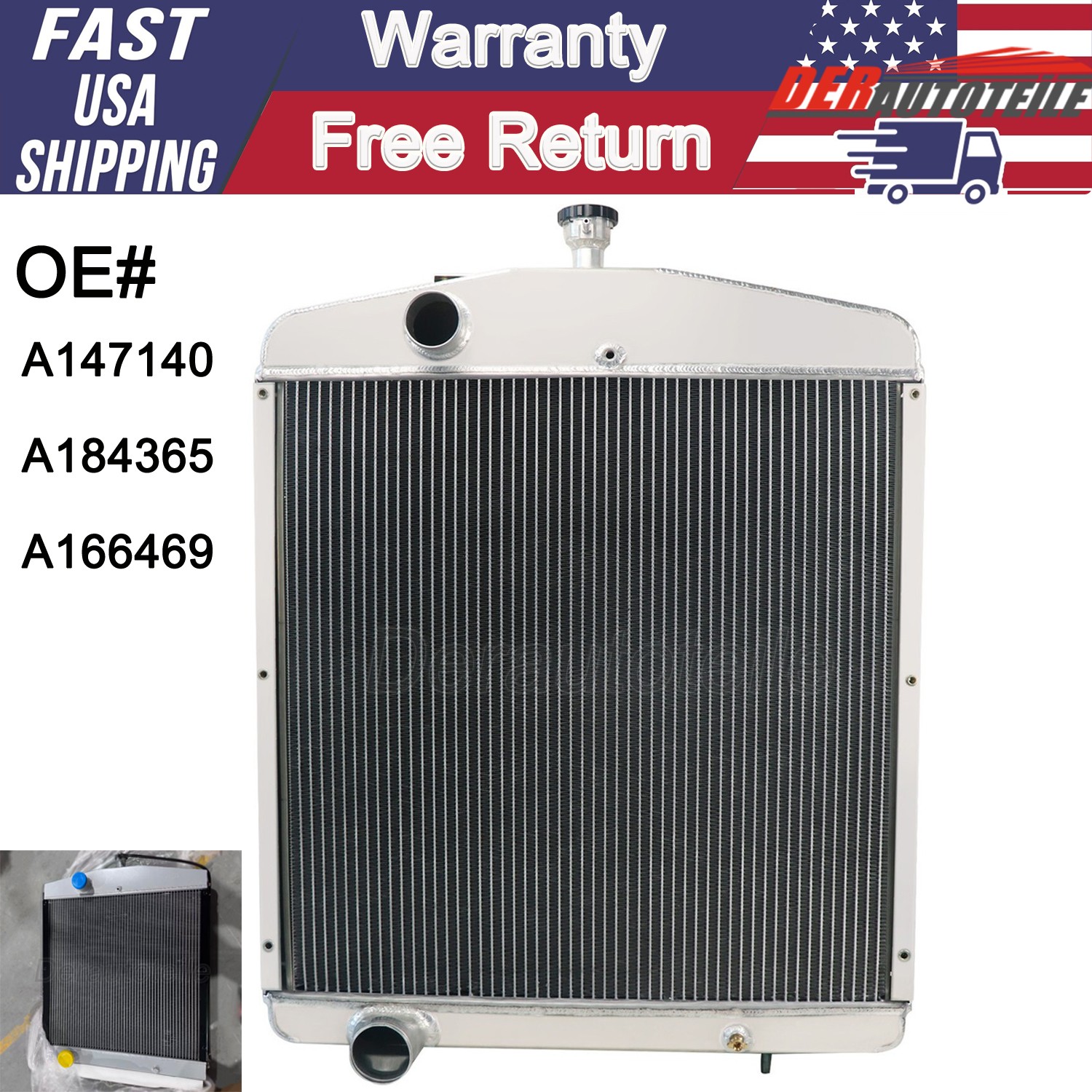 4 Row Aluminum Radiator A147140 For Case IH 2390 2394 2590 2594 3294 3394 3594