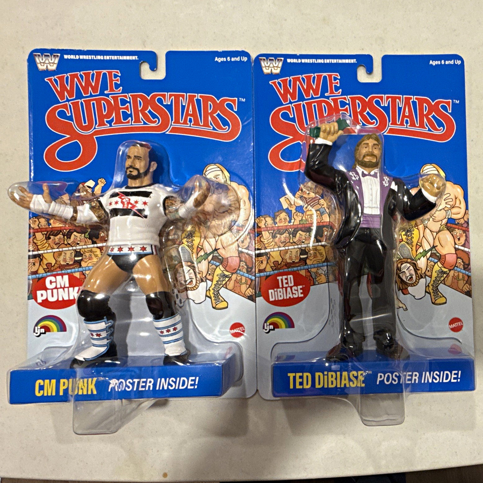 Mattel WWE LJN CM Punk & Ted DiBiase superstars wave 4 blue card *IN HAND*RTS*